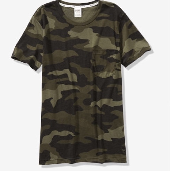PINK Victoria's Secret Tops - NEW VS PINK Camo Campus Pocket Tee